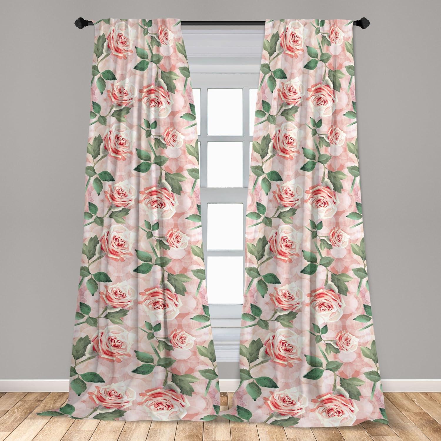 imageAmbesonne Valentines Day Curtains Simple Grunge Design Line Hearts Pattern on Striped Backdrop Window Treatments 2 Panel Set for Living Room Bedroom Pair of 28 x 63 Dark Coral Coral DimgrayPale Pink Reseda Green