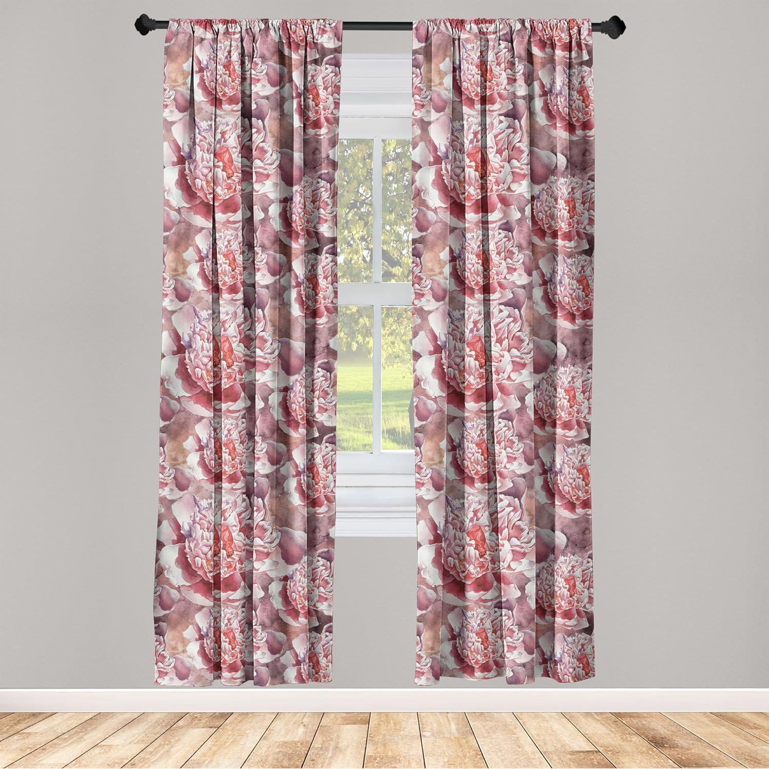 imageAmbesonne Valentines Day Curtains Simple Grunge Design Line Hearts Pattern on Striped Backdrop Window Treatments 2 Panel Set for Living Room Bedroom Pair of 28 x 63 Dark Coral Coral DimgrayDried Rose and Dark Coral