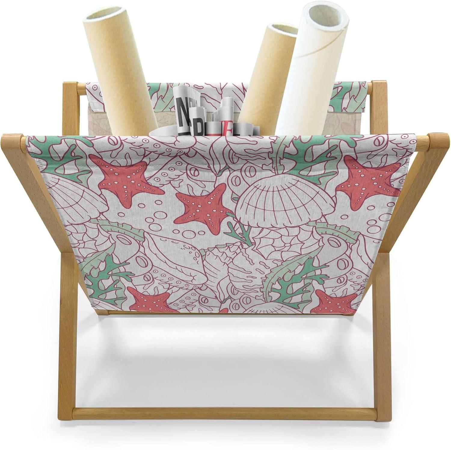 imageAmbesonne Valentines Magazine and Book Holder Geometric Themed Illustration with Lines and Hearts Romantic Valentines Day Decorative Floor Rack Organizer for Living Room 22x19 Red Black WhiteDark Coral Pale Pink