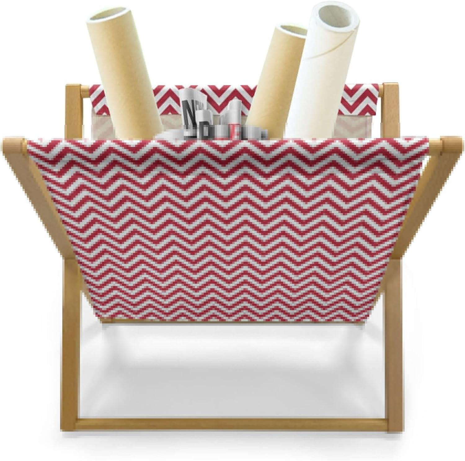 imageAmbesonne Valentines Magazine and Book Holder Geometric Themed Illustration with Lines and Hearts Romantic Valentines Day Decorative Floor Rack Organizer for Living Room 22x19 Red Black WhiteDark Coral White