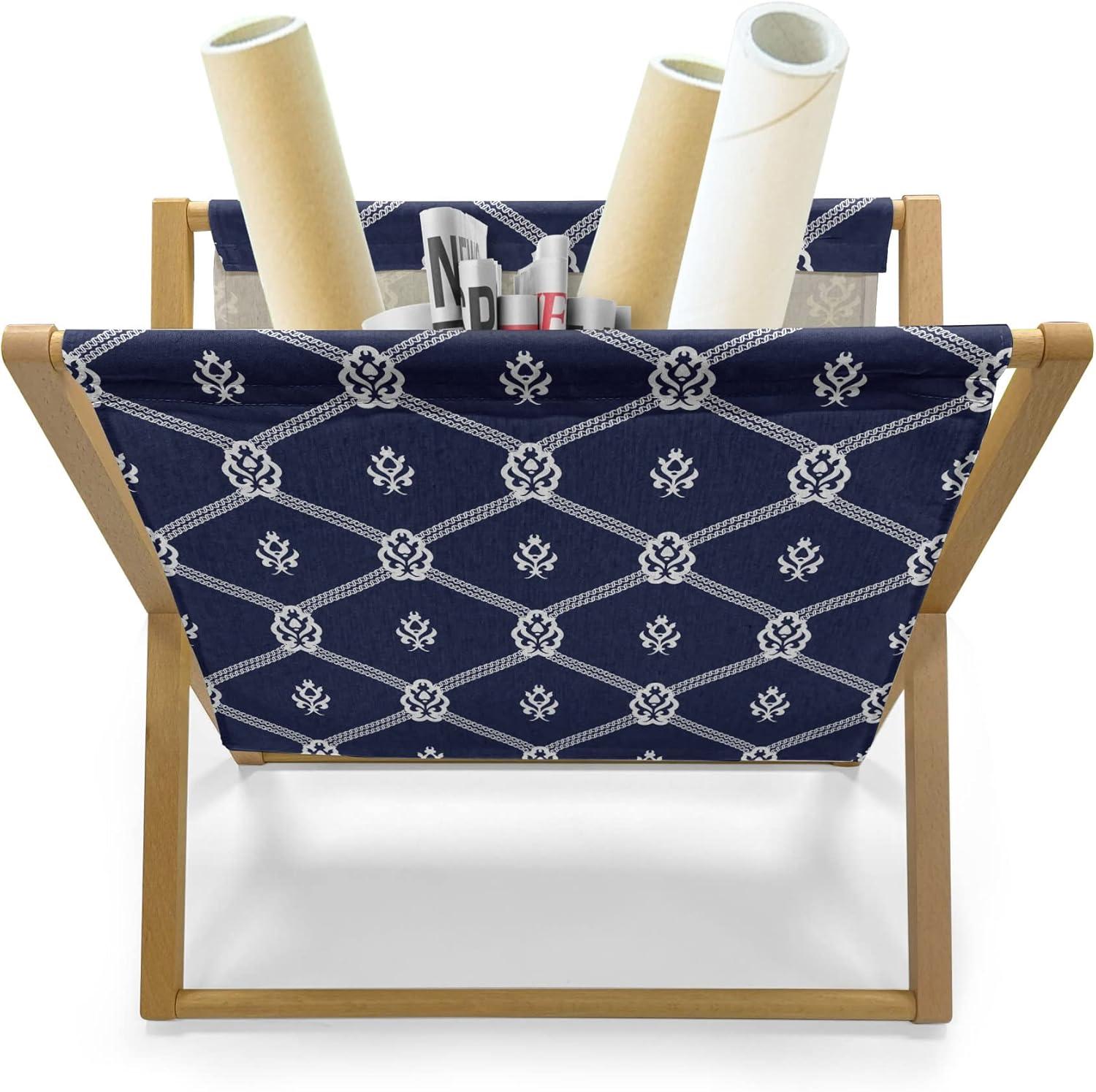 imageAmbesonne Valentines Magazine and Book Holder Geometric Themed Illustration with Lines and Hearts Romantic Valentines Day Decorative Floor Rack Organizer for Living Room 22x19 Red Black WhiteDark Blue and White