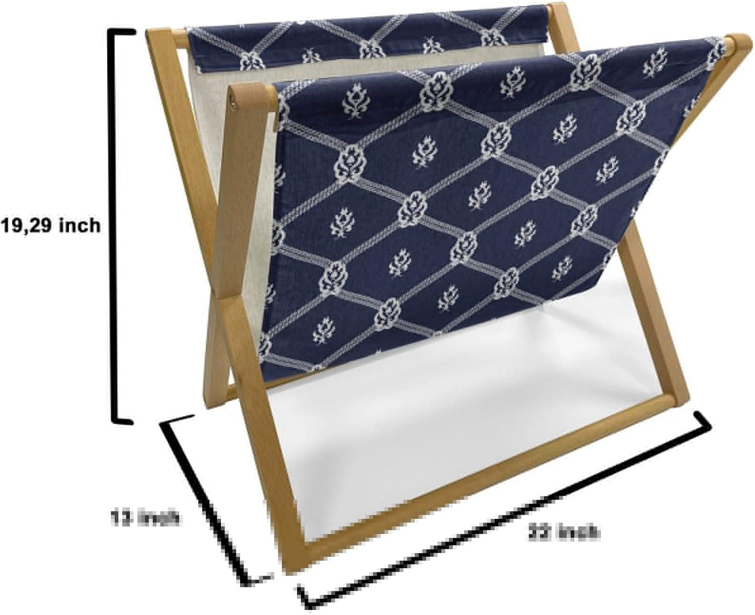 imageAmbesonne Valentines Magazine and Book Holder Geometric Themed Illustration with Lines and Hearts Romantic Valentines Day Decorative Floor Rack Organizer for Living Room 22x19 Red Black WhiteDark Blue and White