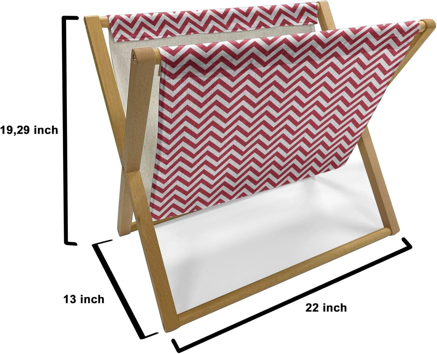 imageAmbesonne Valentines Magazine and Book Holder Geometric Themed Illustration with Lines and Hearts Romantic Valentines Day Decorative Floor Rack Organizer for Living Room 22x19 Red Black WhiteDark Coral White