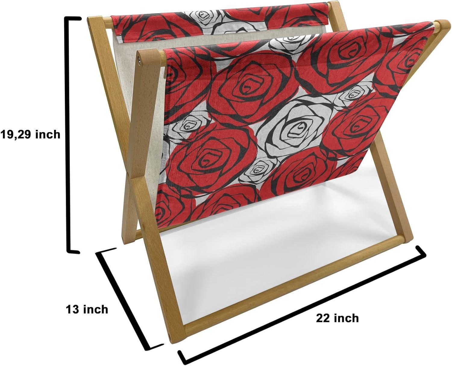 imageAmbesonne Valentines Magazine and Book Holder Geometric Themed Illustration with Lines and Hearts Romantic Valentines Day Decorative Floor Rack Organizer for Living Room 22x19 Red Black WhiteScarlet White Black