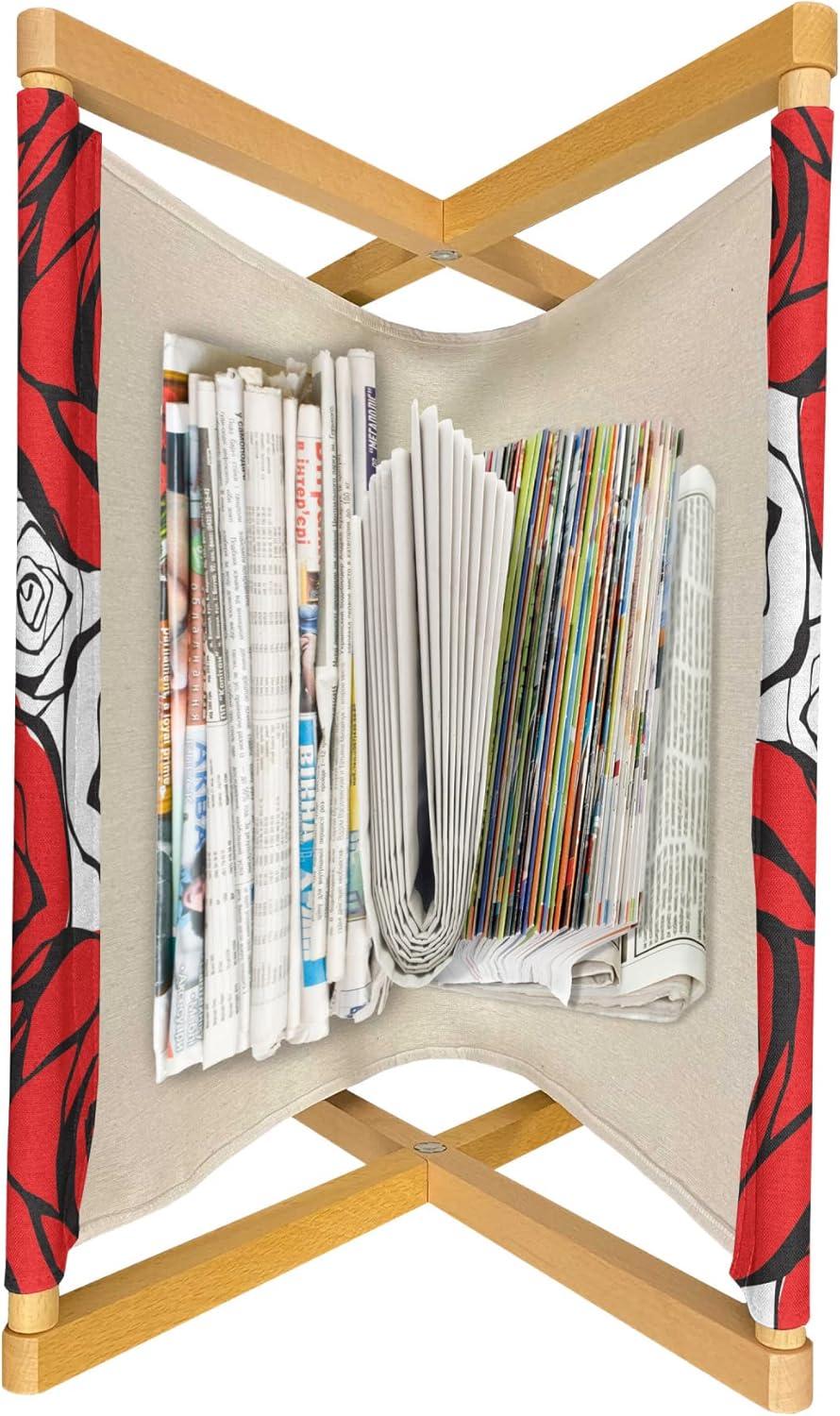imageAmbesonne Valentines Magazine and Book Holder Geometric Themed Illustration with Lines and Hearts Romantic Valentines Day Decorative Floor Rack Organizer for Living Room 22x19 Red Black WhiteScarlet White Black