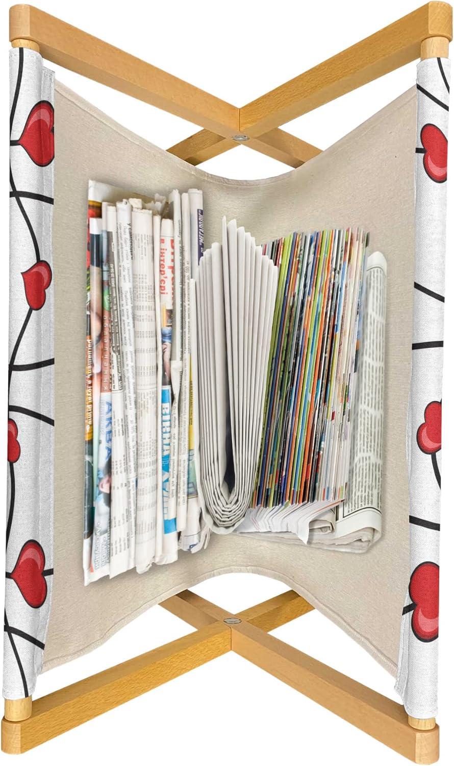 imageAmbesonne Valentines Magazine and Book Holder Geometric Themed Illustration with Lines and Hearts Romantic Valentines Day Decorative Floor Rack Organizer for Living Room 22x19 Red Black WhiteRed Black White