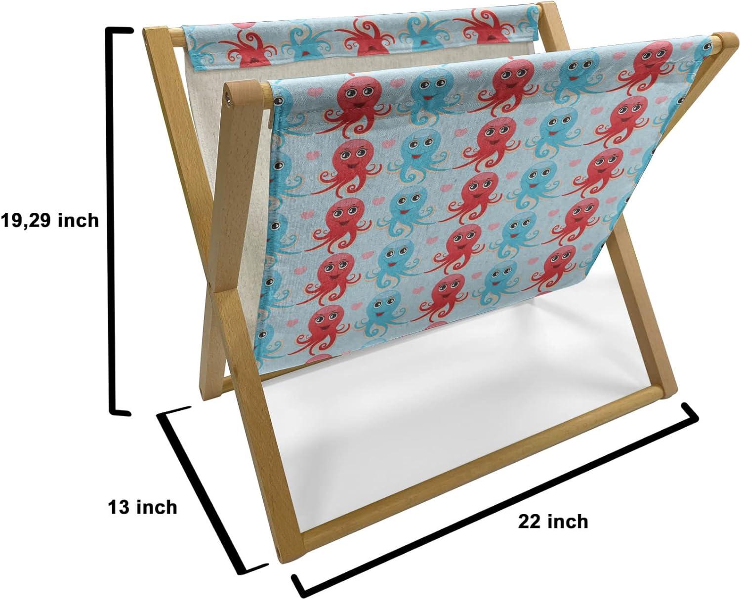 imageAmbesonne Valentines Magazine and Book Holder Geometric Themed Illustration with Lines and Hearts Romantic Valentines Day Decorative Floor Rack Organizer for Living Room 22x19 Red Black WhiteDark Coral Pale Blue