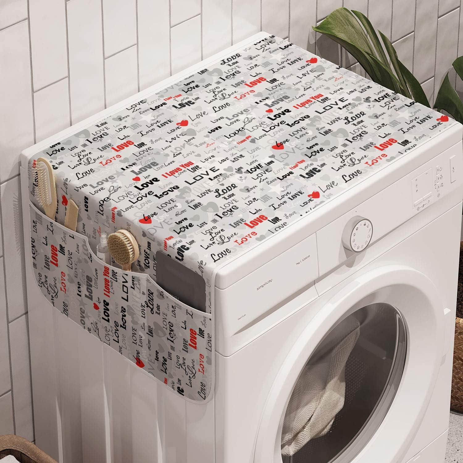 imageAmbesonne Valentines Microwave Oven Cover Doodle Style Hearts with Different Designs Romantic Inspirations for Art Water Resistant Organizer with Pockets for Kitchen 36 x 12 Black Red PinkPale Grey Scarlet Black