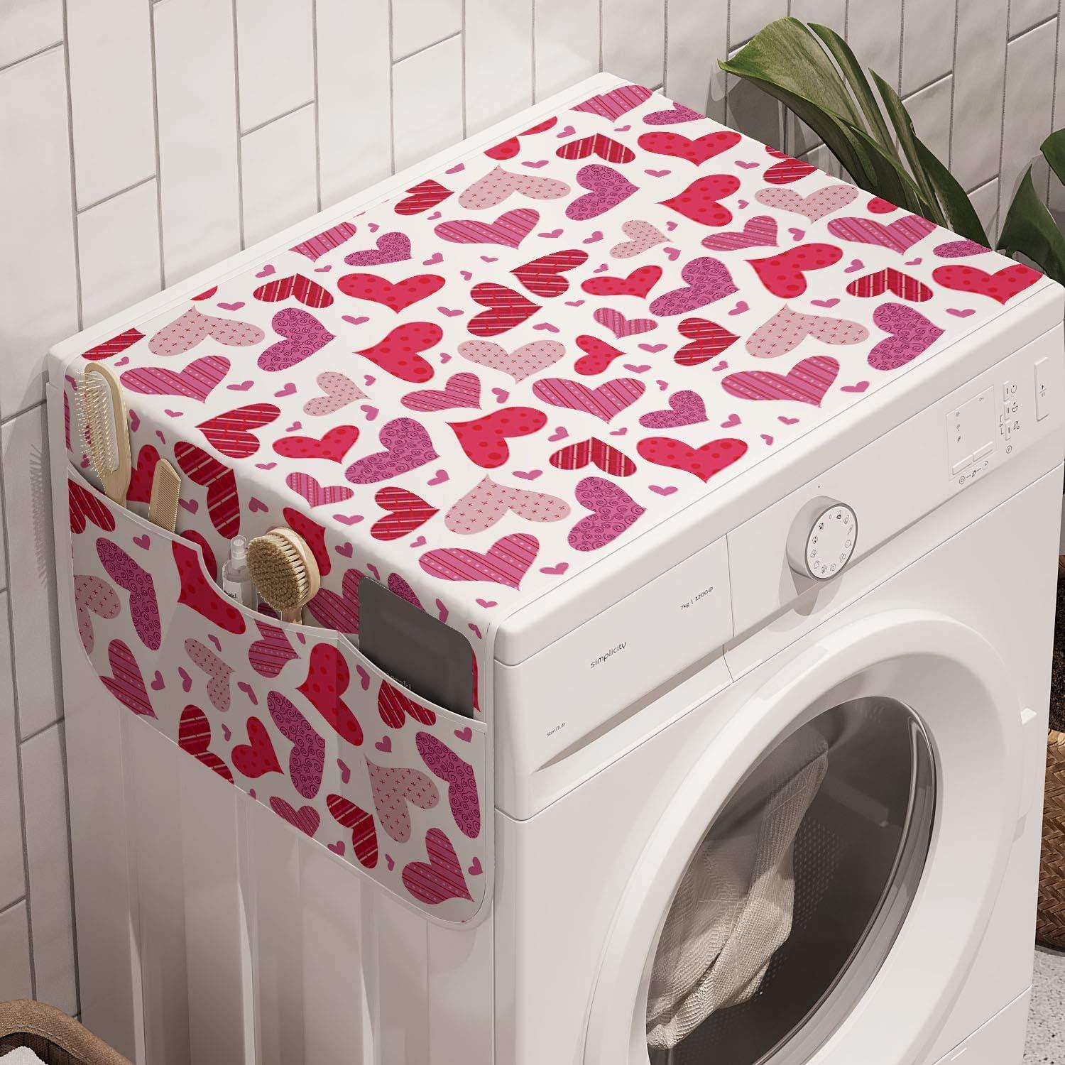 imageAmbesonne Valentines Microwave Oven Cover Doodle Style Hearts with Different Designs Romantic Inspirations for Art Water Resistant Organizer with Pockets for Kitchen 36 x 12 Black Red PinkPink Ruby Dried Rose