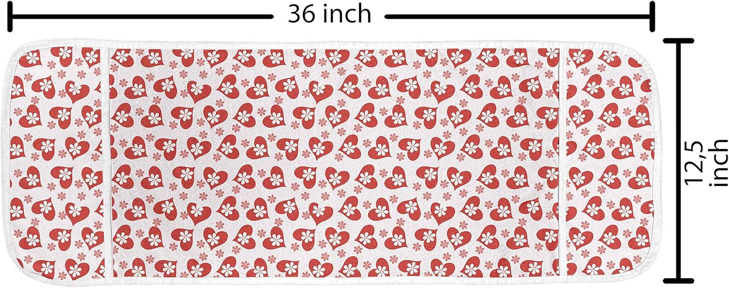 imageAmbesonne Valentines Microwave Oven Cover Romantic Feelings Illustration with Hearts and Flowers Valentines Day Water Resistant Organizer with Pockets for Kitchen 36 x 12 Dark Coral WhiteDark Coral White