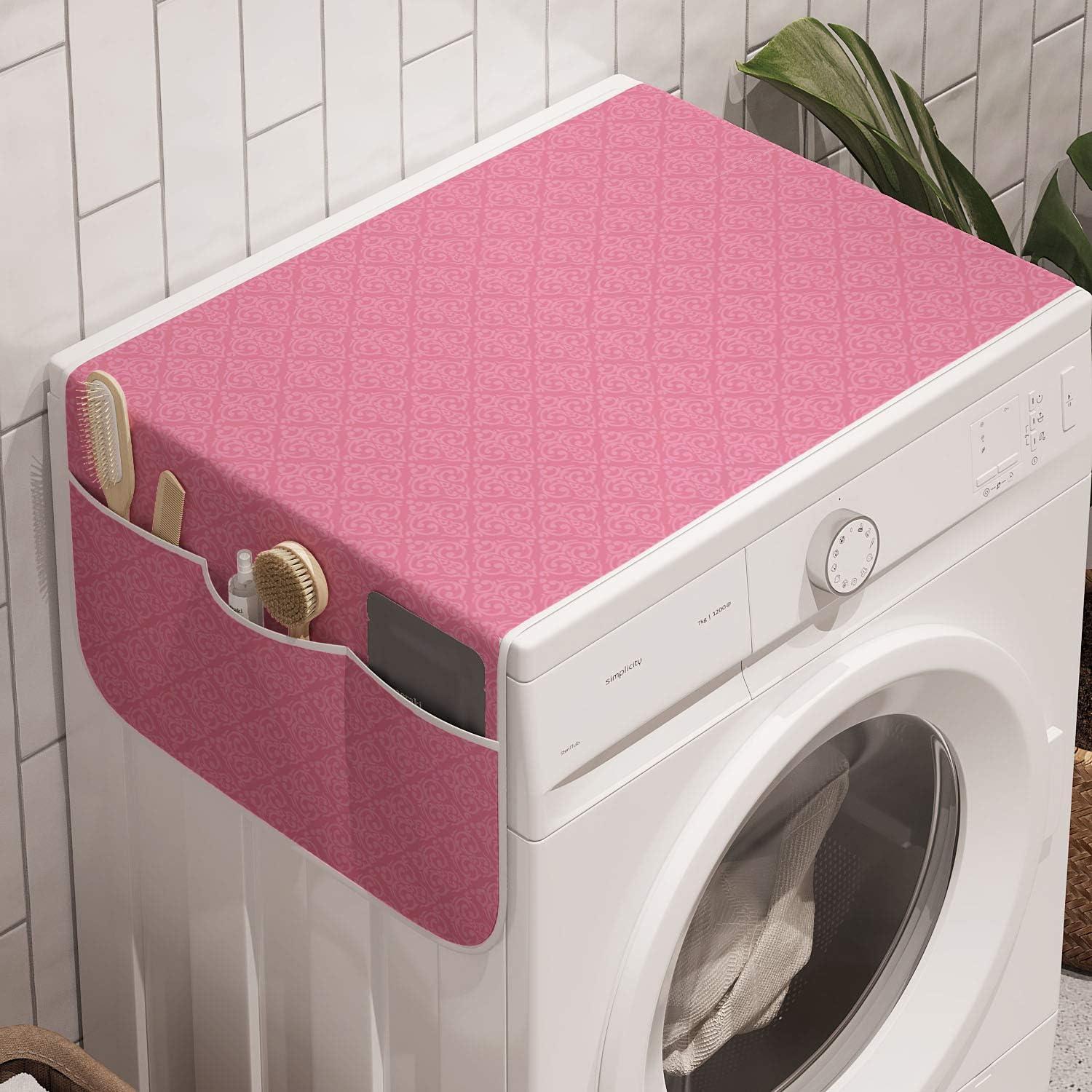imageAmbesonne Valentines Microwave Oven Cover Romantic Feelings Illustration with Hearts and Flowers Valentines Day Water Resistant Organizer with Pockets for Kitchen 36 x 12 Dark Coral WhitePink Pale Pink