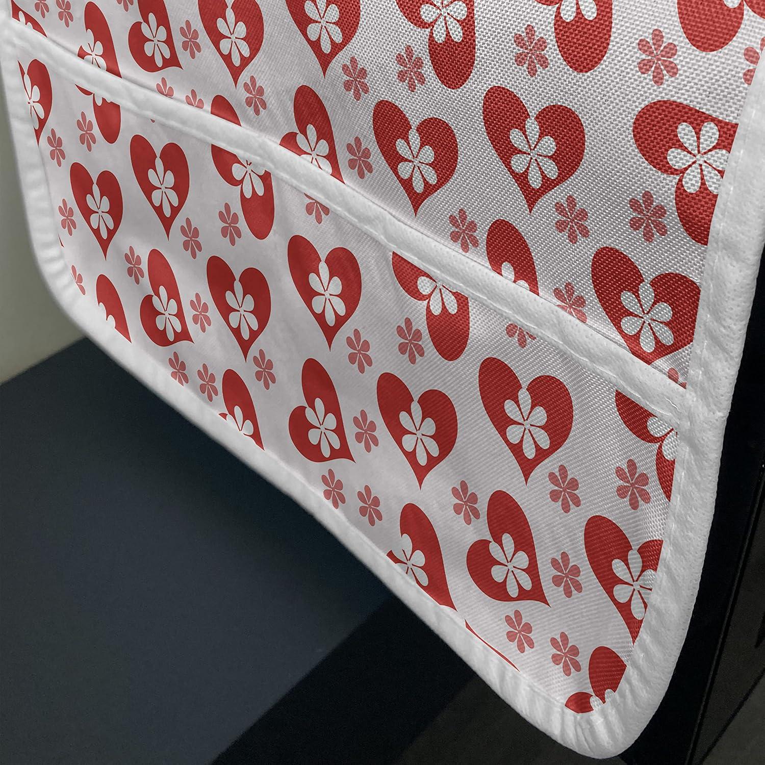 imageAmbesonne Valentines Microwave Oven Cover Romantic Feelings Illustration with Hearts and Flowers Valentines Day Water Resistant Organizer with Pockets for Kitchen 36 x 12 Dark Coral WhiteDark Coral White
