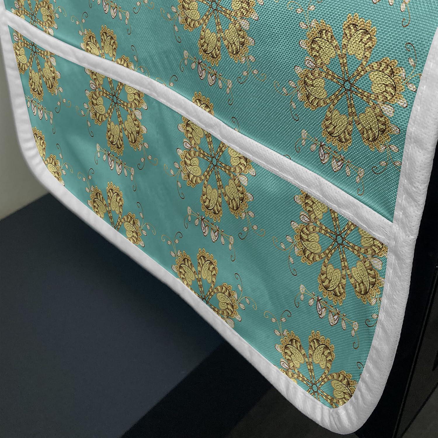 imageAmbesonne Valentines Microwave Oven Cover Romantic Feelings Illustration with Hearts and Flowers Valentines Day Water Resistant Organizer with Pockets for Kitchen 36 x 12 Dark Coral WhiteTurquoise Yellow