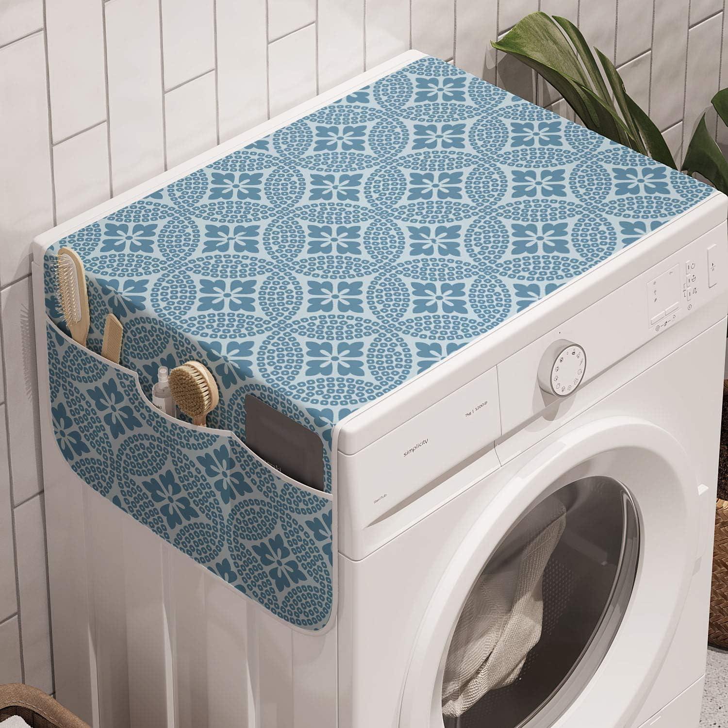 imageAmbesonne Valentines Microwave Oven Cover Romantic Feelings Illustration with Hearts and Flowers Valentines Day Water Resistant Organizer with Pockets for Kitchen 36 x 12 Dark Coral WhiteSlate Blue Pale Blue