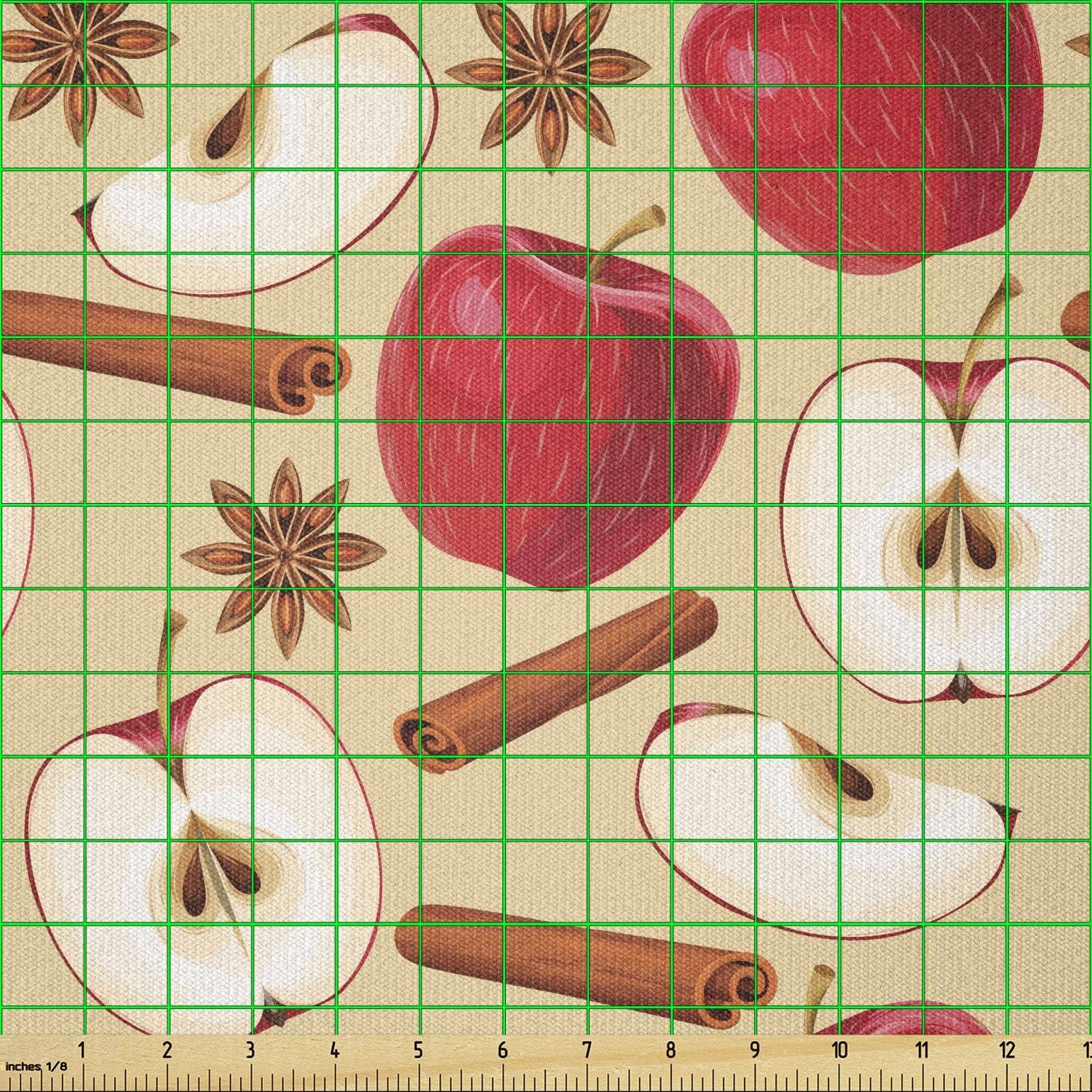 imageAmbesonne Vintage Valentine Fabric by The Yard Romantic Beauty Repetitive Pattern with Irregular Hearts Stretch Knit Fabric for Clothing Sewing and Arts Crafts 10 Yards Cream VermilionCinnamon Beige