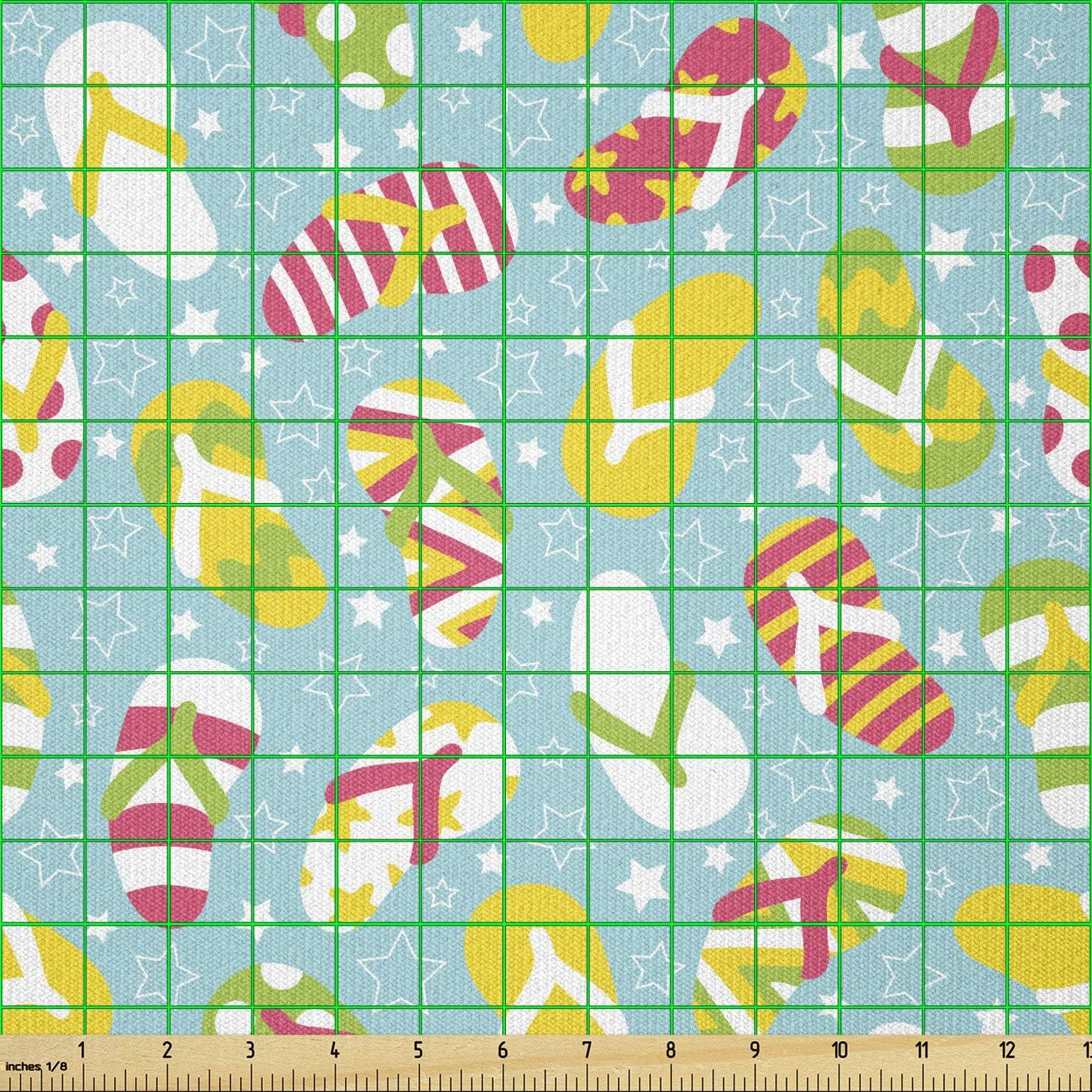 imageAmbesonne Vintage Valentine Fabric by The Yard Romantic Beauty Repetitive Pattern with Irregular Hearts Stretch Knit Fabric for Clothing Sewing and Arts Crafts 10 Yards Cream VermilionYellow Pink