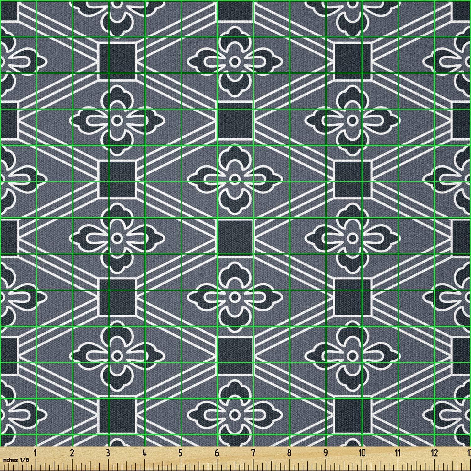 imageAmbesonne Vintage Valentine Fabric by The Yard Romantic Beauty Repetitive Pattern with Irregular Hearts Stretch Knit Fabric for Clothing Sewing and Arts Crafts 10 Yards Cream VermilionCharcoal Grey