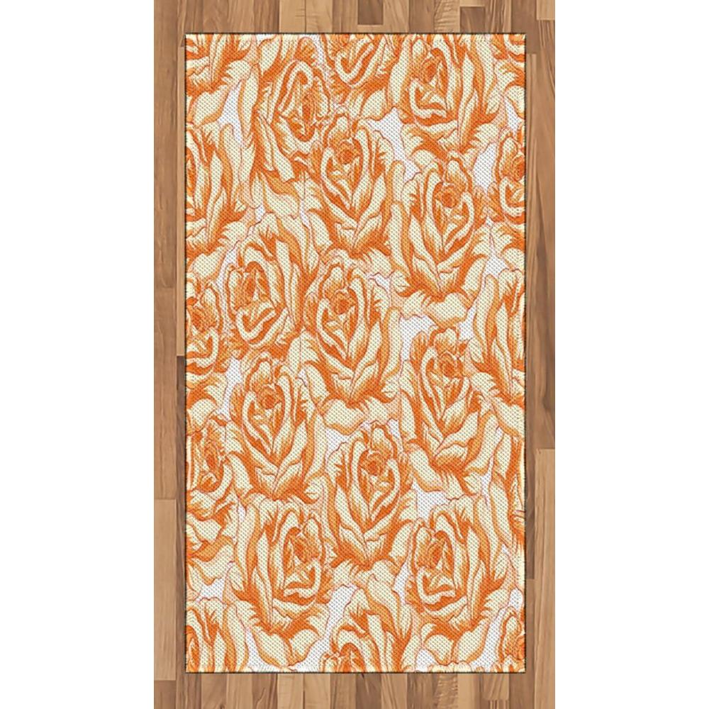 imageAmbesonne Burnt Orange Area Rug Romantic Rose Bouquet in Warm Tones Valentines Day Love Flowers Flat Woven Accent Rug for Living Room Bedroom Dining Room 2 6 x 5 Burnt Orange Pale Orange