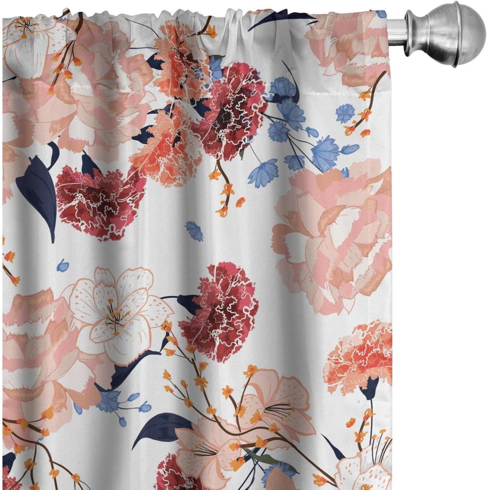 imageAmbesonne Floral Curtains Romantic Valentines Day Theme Overlapping Simplistic Rose Flowers Art Window Treatments 2 Panel Set for Living Room Bedroom Pair of 28 x 84 Pale Salmon and BlushLavender Blue and Pale Salmon