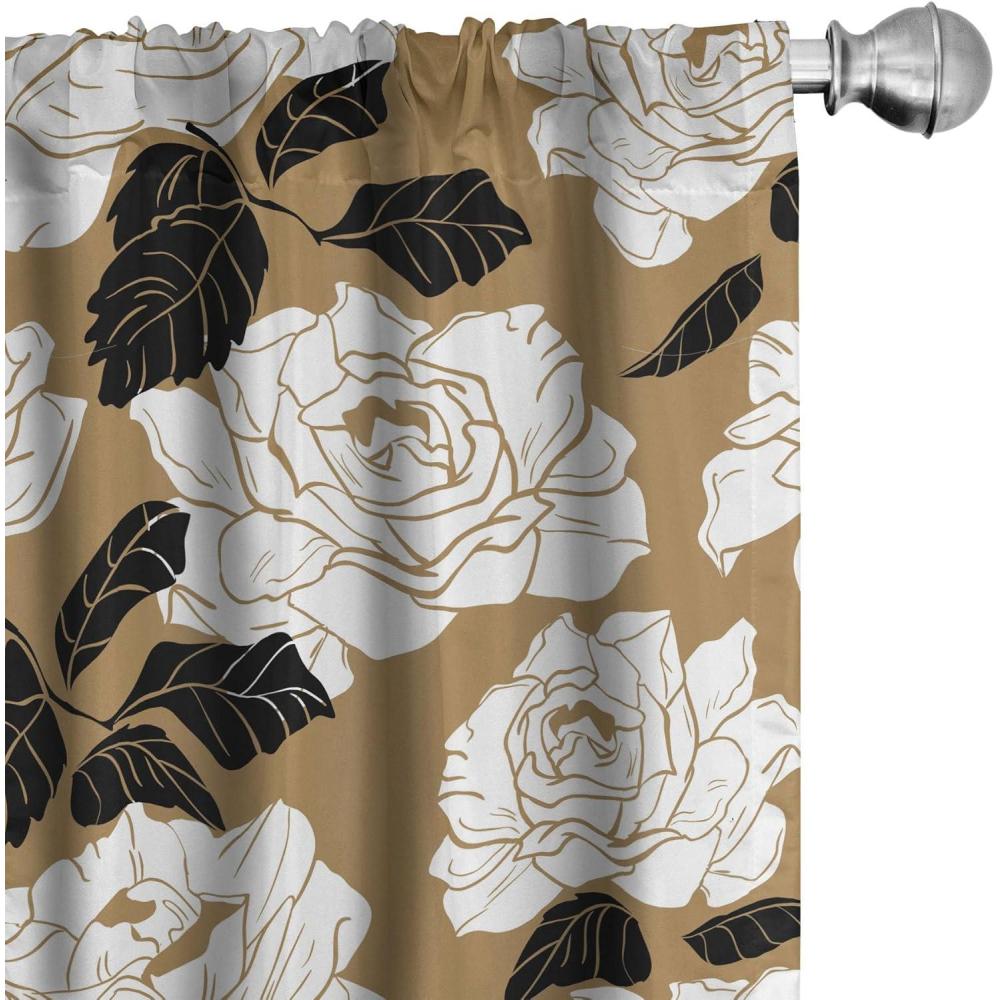 imageAmbesonne Floral Curtains Romantic Valentines Day Theme Overlapping Simplistic Rose Flowers Art Window Treatments 2 Panel Set for Living Room Bedroom Pair of 28 x 84 Pale Salmon and BlushDark Khaki Charcoal Grey