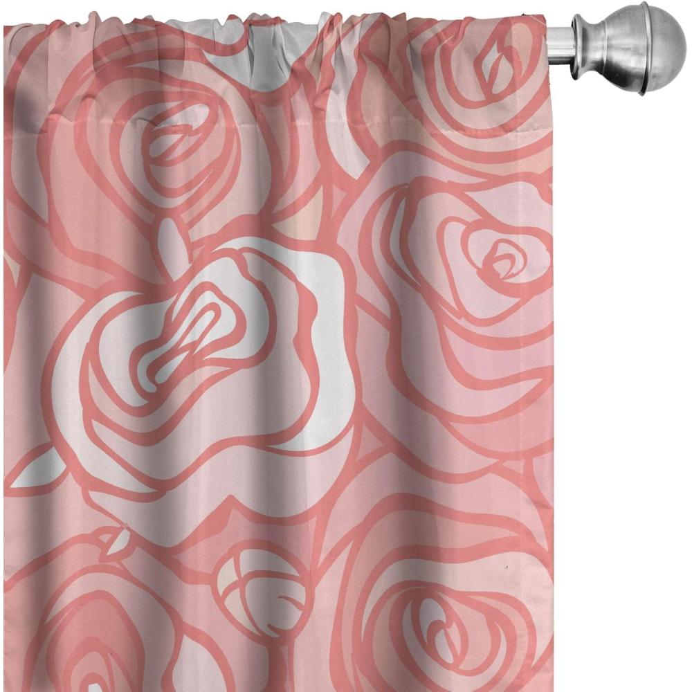 imageAmbesonne Floral Curtains Romantic Valentines Day Theme Overlapping Simplistic Rose Flowers Art Window Treatments 2 Panel Set for Living Room Bedroom Pair of 28 x 84 Pale Salmon and BlushPale Salmon and Blush