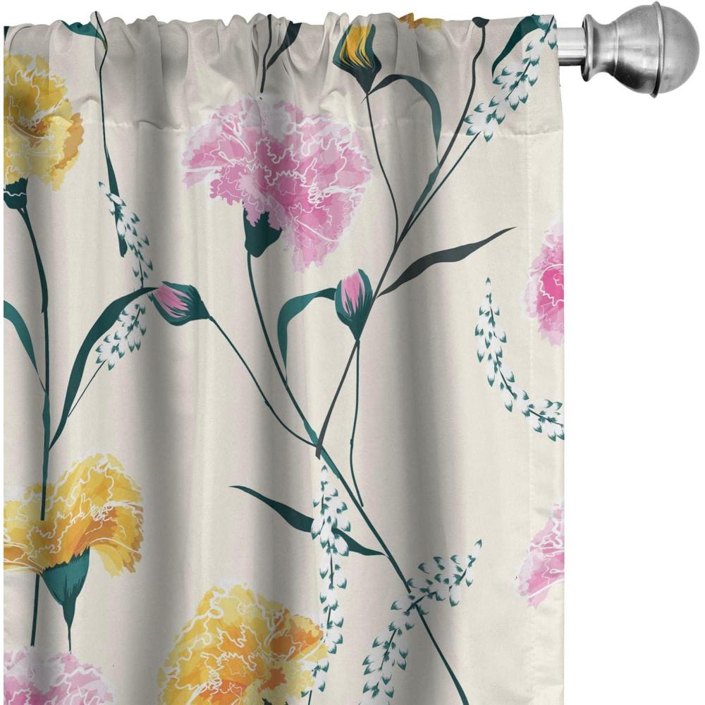 imageAmbesonne Floral Curtains Romantic Valentines Day Theme Overlapping Simplistic Rose Flowers Art Window Treatments 2 Panel Set for Living Room Bedroom Pair of  28 x 84 Pale Salmon and BlushDark Yellow and Soft Pink