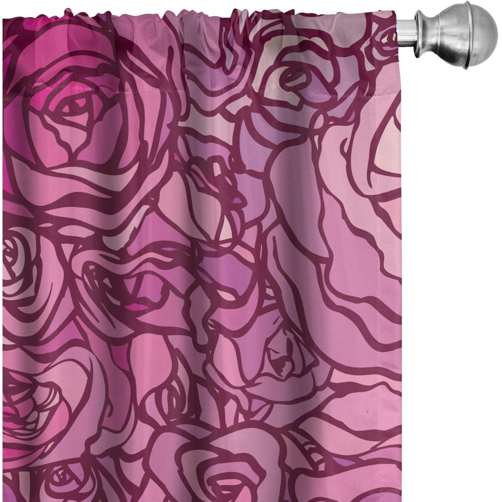 imageAmbesonne Floral Curtains Romantic Valentines Day Theme Overlapping Simplistic Rose Flowers Art Window Treatments 2 Panel Set for Living Room Bedroom Pair of 28 x 84 Pale Salmon and BlushHot Pink and Dark Magenta