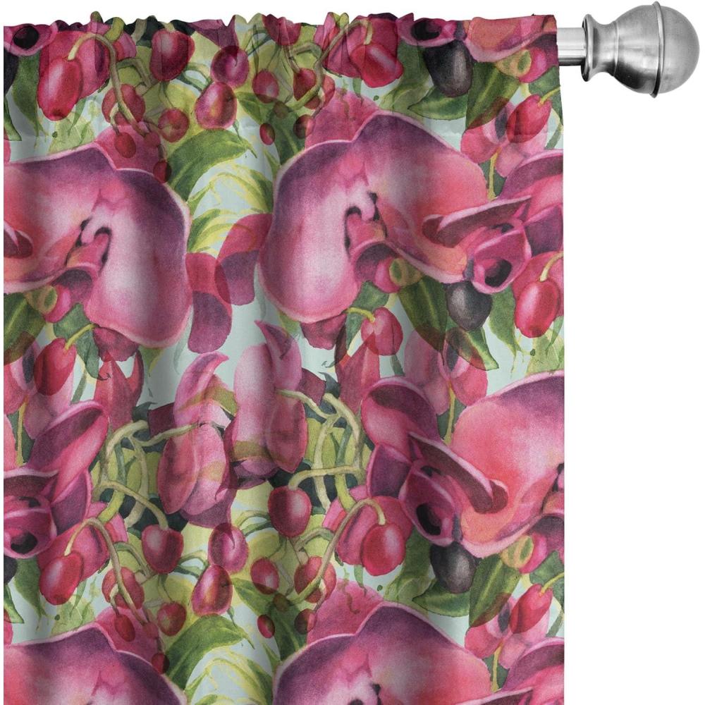 imageAmbesonne Floral Curtains Romantic Valentines Day Theme Overlapping Simplistic Rose Flowers Art Window Treatments 2 Panel Set for Living Room Bedroom Pair of 28 x 84 Pale Salmon and BlushPale Fuchsia and Sage Green