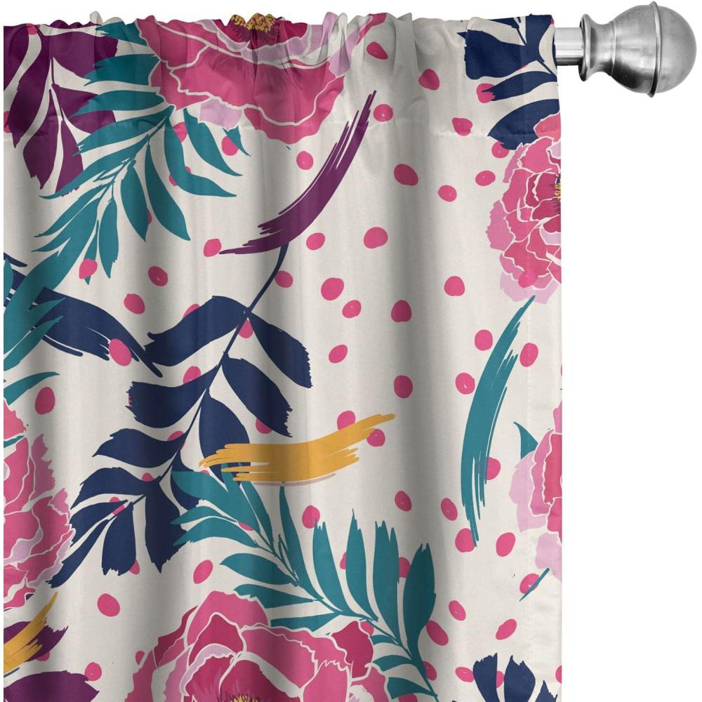 imageAmbesonne Floral Curtains Romantic Valentines Day Theme Overlapping Simplistic Rose Flowers Art Window Treatments 2 Panel Set for Living Room Bedroom Pair of  28 x 84 Pale Salmon and BlushDried Rose and Petrol Blue