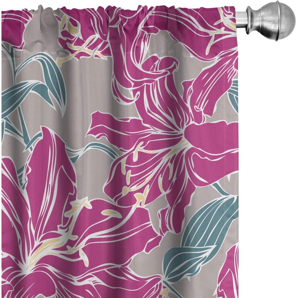 imageAmbesonne Floral Curtains Romantic Valentines Day Theme Overlapping Simplistic Rose Flowers Art Window Treatments 2 Panel Set for Living Room Bedroom Pair of  28 x 84 Pale Salmon and BlushSoft Pink Slate Blue