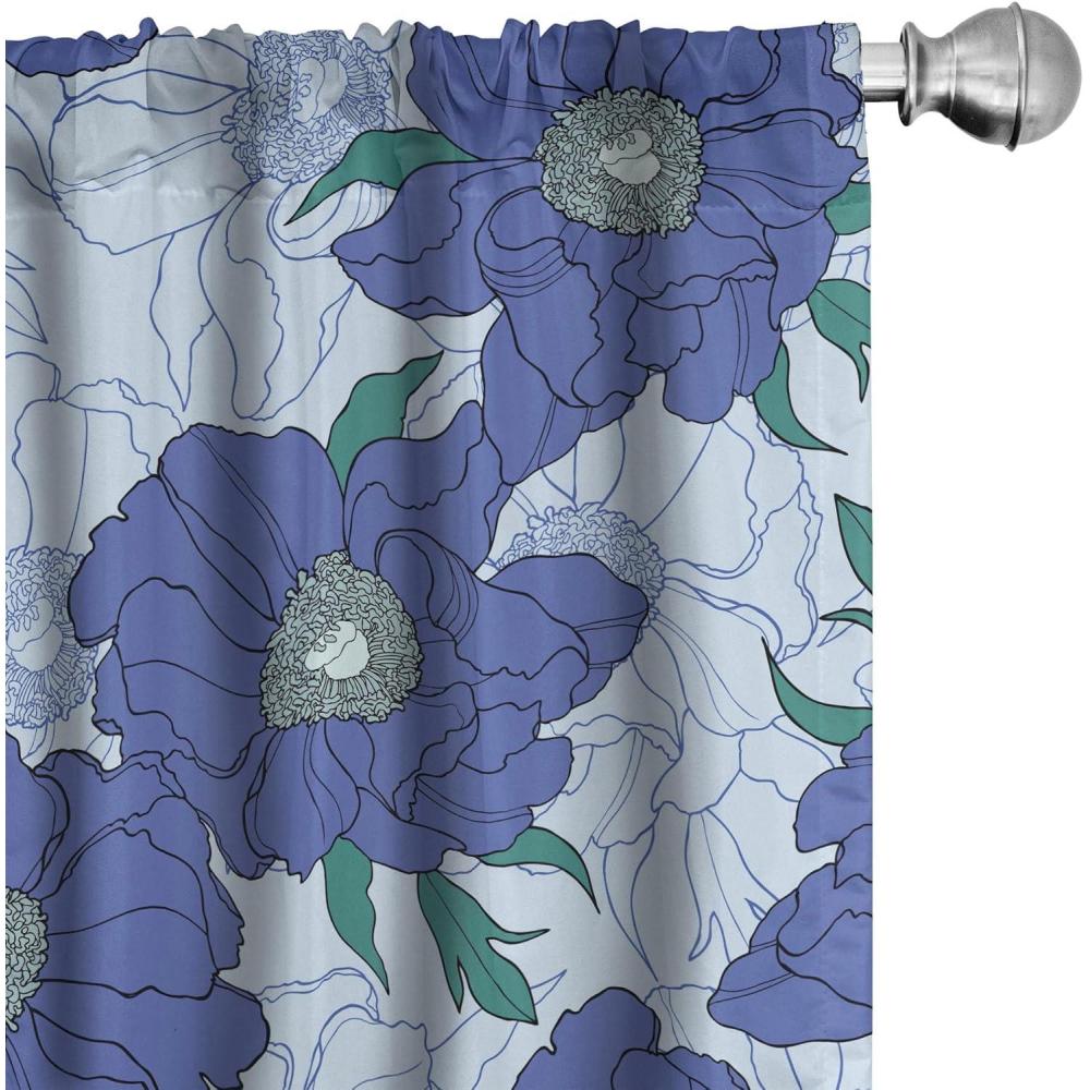 imageAmbesonne Floral Curtains Romantic Valentines Day Theme Overlapping Simplistic Rose Flowers Art Window Treatments 2 Panel Set for Living Room Bedroom Pair of  28 x 84 Pale Salmon and BlushDark Ceil Blue Fern Green