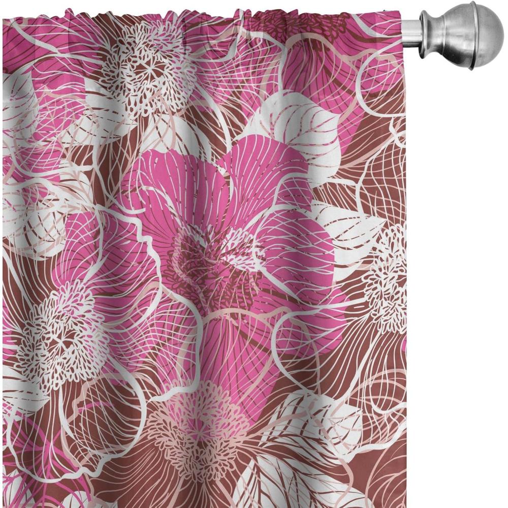 imageAmbesonne Floral Curtains Valentines Day Concept Art Pastel Repetitive Roses Pattern Plot Window Treatments 2 Panel Set for Living Room Bedroom Pair of 28 x 84 Dark Pink Blush and WhitePastel Pink and Redwood