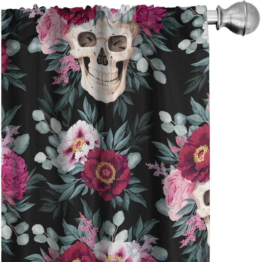 imageAmbesonne Floral Curtains Valentines Day Concept Art Pastel Repetitive Roses Pattern Plot Window Treatments 2 Panel Set for Living Room Bedroom Pair of 28 x 84 Dark Pink Blush and WhitePale Ruby Laurel Green