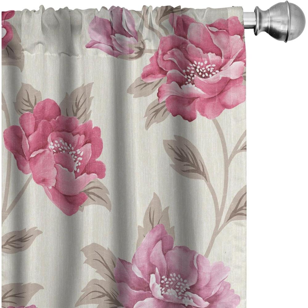 imageAmbesonne Floral Curtains Valentines Day Concept Art Pastel Repetitive Roses Pattern Plot Window Treatments 2 Panel Set for Living Room Bedroom Pair of 28 x 84 Dark Pink Blush and WhitePastel Pink and Pale Sepia