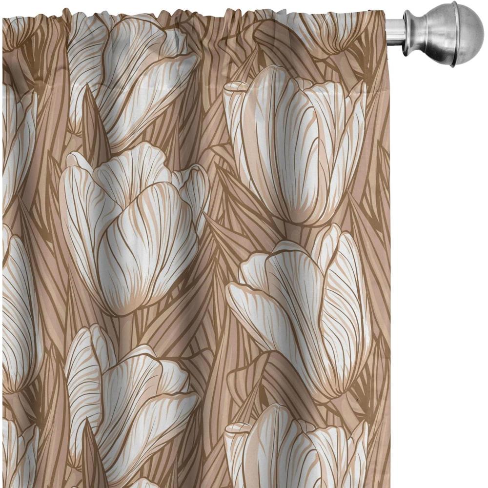 imageAmbesonne Floral Curtains Valentines Day Concept Art Pastel Repetitive Roses Pattern Plot Window Treatments 2 Panel Set for Living Room Bedroom Pair of 28 x 84 Dark Pink Blush and WhitePale Brown White Rust