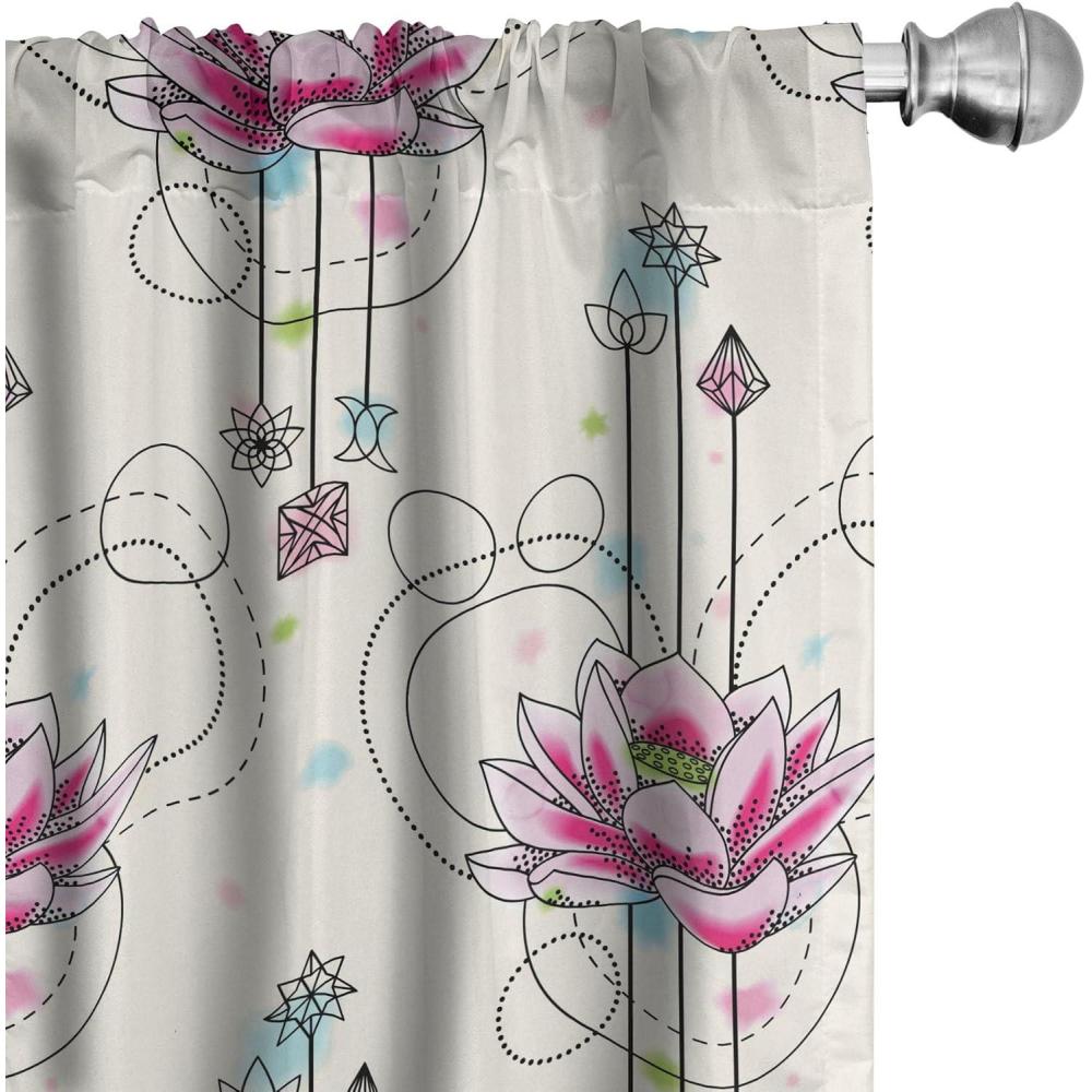 imageAmbesonne Floral Curtains Valentines Day Theme Grunge Style Repetitive Rose Flowers Abstract Window Treatments 2 Panel Set for Living Room Bedroom Pair of 28 x 84 Pale Fuchsia and SepiaHot Pink and Pale Blue