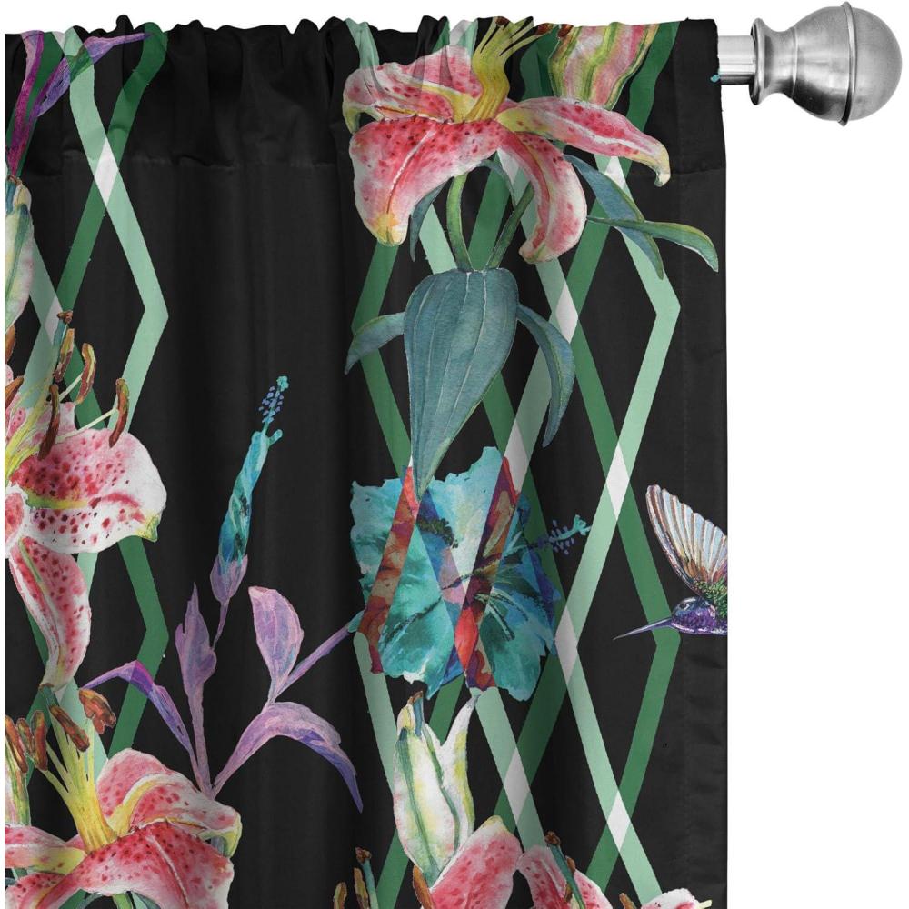 imageAmbesonne Floral Curtains Valentines Day Theme Grunge Style Repetitive Rose Flowers Abstract Window Treatments 2 Panel Set for Living Room Bedroom Pair of 28 x 84 Pale Fuchsia and SepiaJade Green and Raspberry