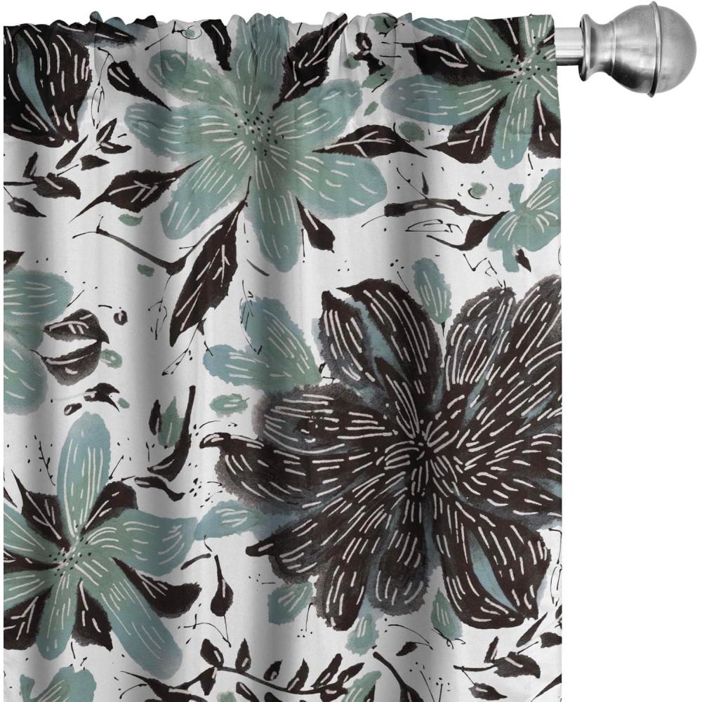 imageAmbesonne Floral Curtains Valentines Day Theme Grunge Style Repetitive Rose Flowers Abstract Window Treatments 2 Panel Set for Living Room Bedroom Pair of  28 x 84 Pale Fuchsia and SepiaReseda Green Grey and White