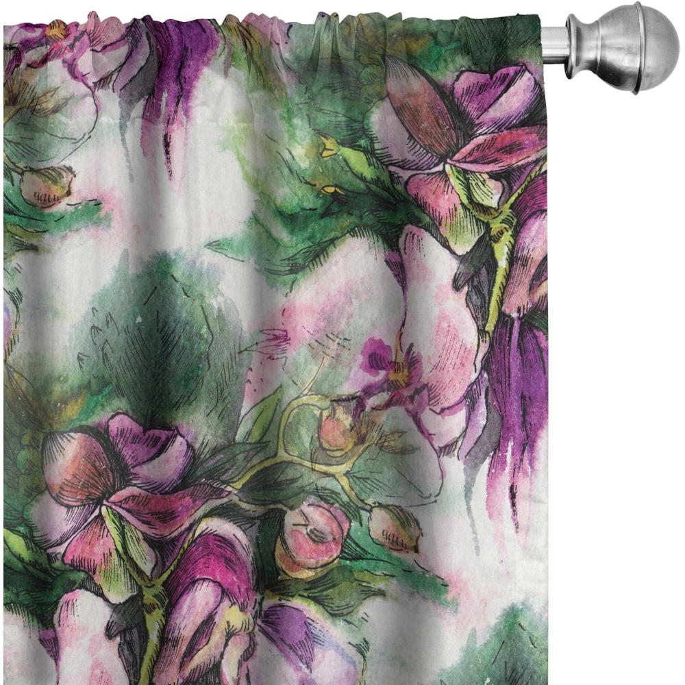 imageAmbesonne Floral Curtains Valentines Day Theme Grunge Style Repetitive Rose Flowers Abstract Window Treatments 2 Panel Set for Living Room Bedroom Pair of 28 x 84 Pale Fuchsia and SepiaPale Ruby and Reseda Green