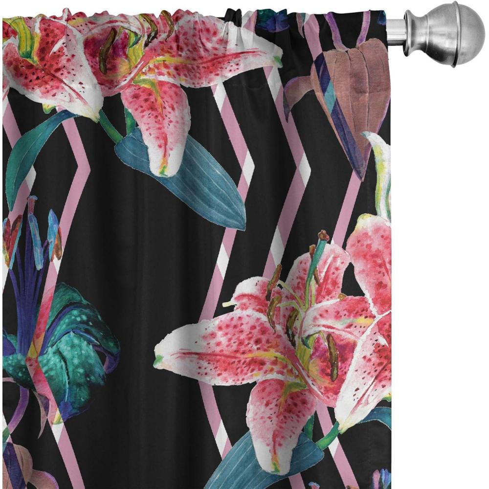 imageAmbesonne Floral Curtains Valentines Day Theme Grunge Style Repetitive Rose Flowers Abstract Window Treatments 2 Panel Set for Living Room Bedroom Pair of 28 x 84 Pale Fuchsia and SepiaGrey Pink Petrol Blue