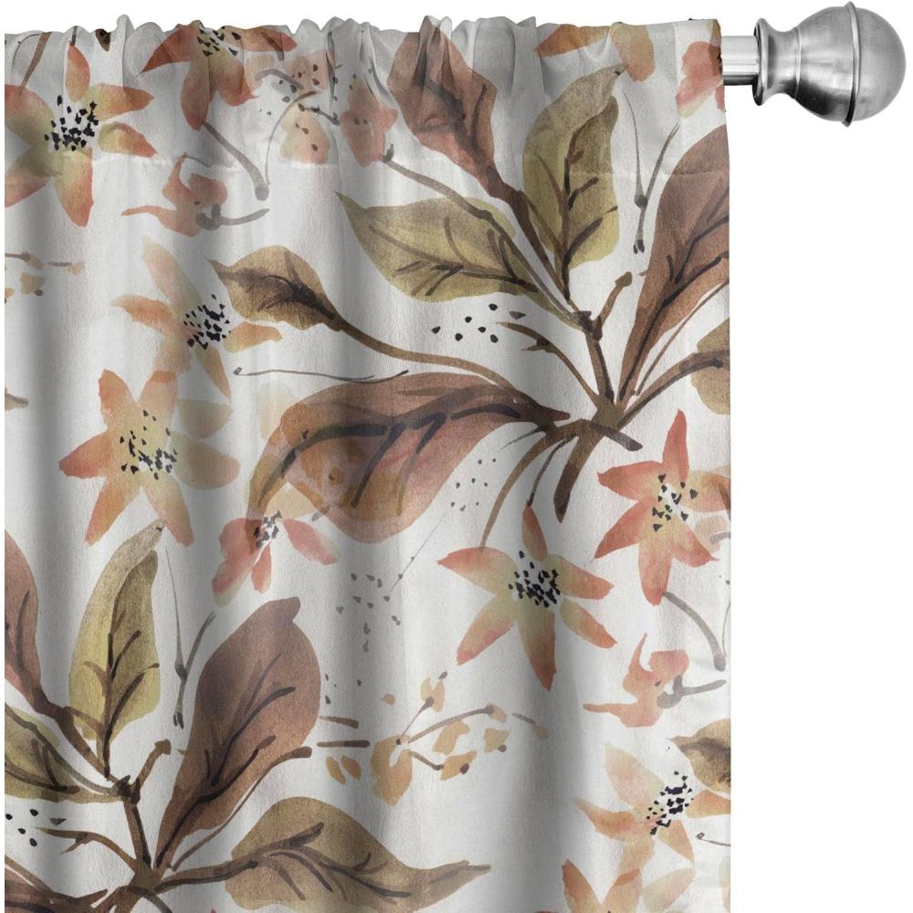 imageAmbesonne Floral Curtains Valentines Day Theme Grunge Style Repetitive Rose Flowers Abstract Window Treatments 2 Panel Set for Living Room Bedroom Pair of 28 x 84 Pale Fuchsia and SepiaBurnt Sienna Sand Brown