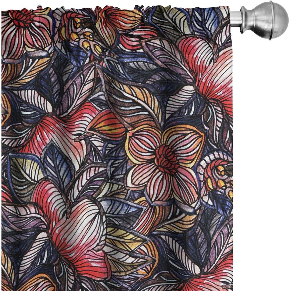 imageAmbesonne Floral Curtains Valentines Day Theme Grunge Style Repetitive Rose Flowers Abstract Window Treatments 2 Panel Set for Living Room Bedroom Pair of  28 x 84 Pale Fuchsia and SepiaScarlet and Lavender Blue