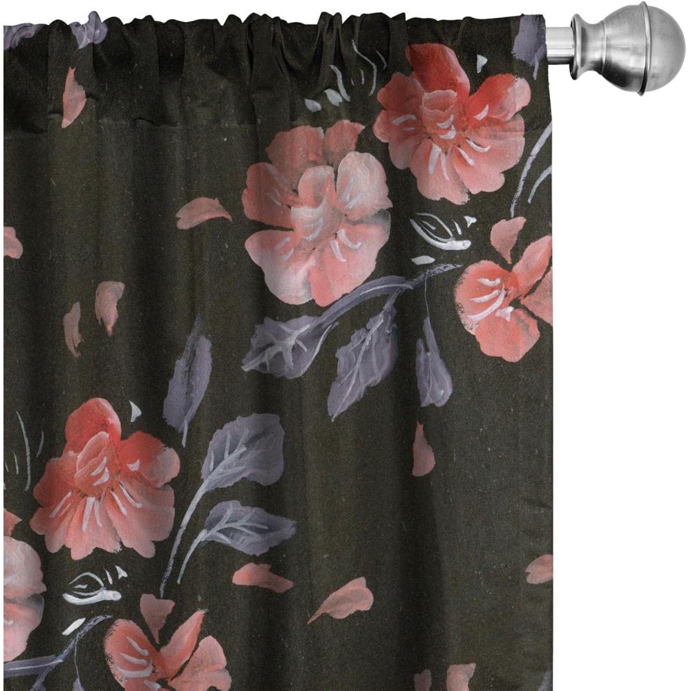 imageAmbesonne Floral Curtains Valentines Day Theme Grunge Style Repetitive Rose Flowers Abstract Window Treatments 2 Panel Set for Living Room Bedroom Pair of 28 x 84 Pale Fuchsia and SepiaPaprika and Dark Olive Green