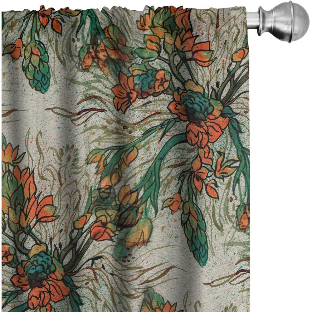 imageAmbesonne Floral Curtains Valentines Day Theme Grunge Style Repetitive Rose Flowers Abstract Window Treatments 2 Panel Set for Living Room Bedroom Pair of 28 x 84 Pale Fuchsia and SepiaPale Orange and Army Green