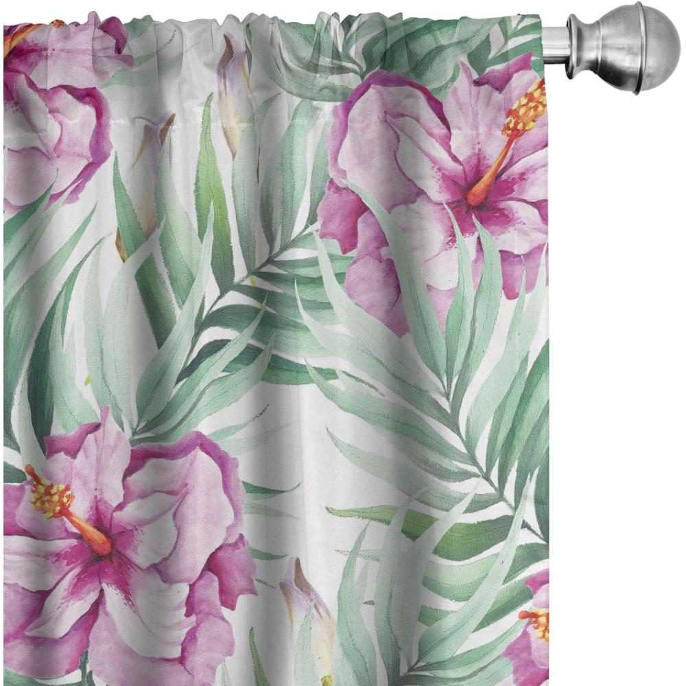 imageAmbesonne Floral Curtains Valentines Day Theme Grunge Style Repetitive Rose Flowers Abstract Window Treatments 2 Panel Set for Living Room Bedroom Pair of 28 x 84 Pale Fuchsia and SepiaReseda Green and Pale Fuchsia