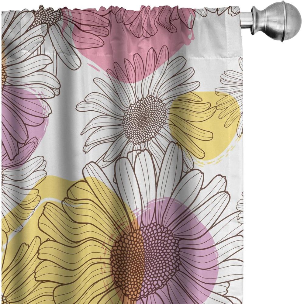 imageAmbesonne Floral Curtains Valentines Day Theme Grunge Style Repetitive Rose Flowers Abstract Window Treatments 2 Panel Set for Living Room Bedroom Pair of  28 x 84 Pale Fuchsia and SepiaPastel Brown and Mauve Taupe