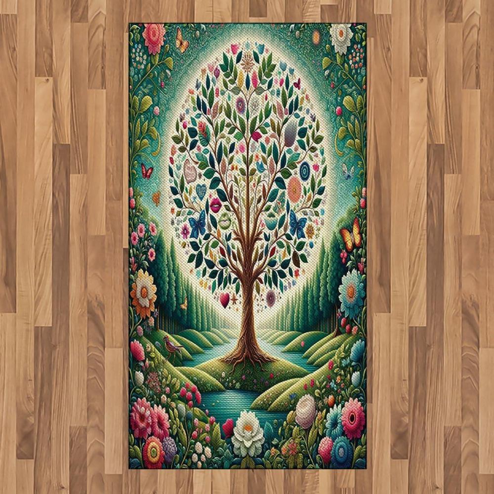 imageAmbesonne Floral Heart Area Rug Tenderness of Romantic Garden Ivy Branches and Roses Valentines Day Flat Woven Accent Rug for Living Room Bedroom Dining Room 2 6 x 5 Laurel Green and PinkGreen Blue and Pink