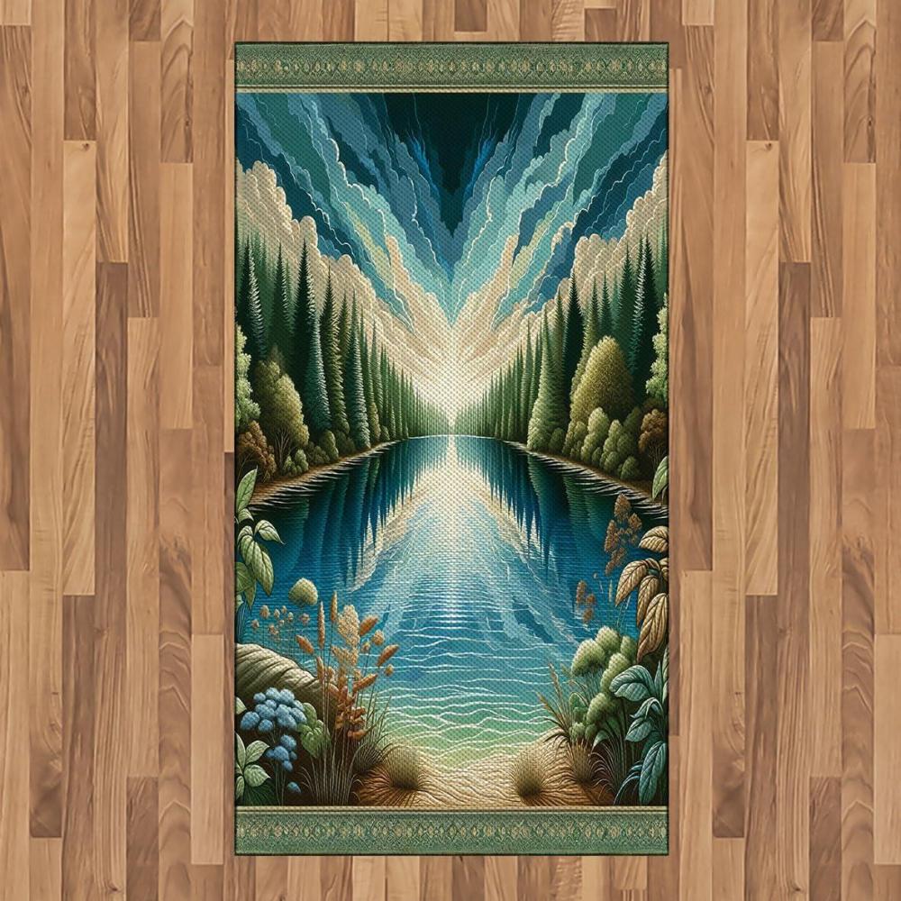 imageAmbesonne Floral Heart Area Rug Tenderness of Romantic Garden Ivy Branches and Roses Valentines Day Flat Woven Accent Rug for Living Room Bedroom Dining Room 2 6 x 5 Laurel Green and PinkGreen Blue