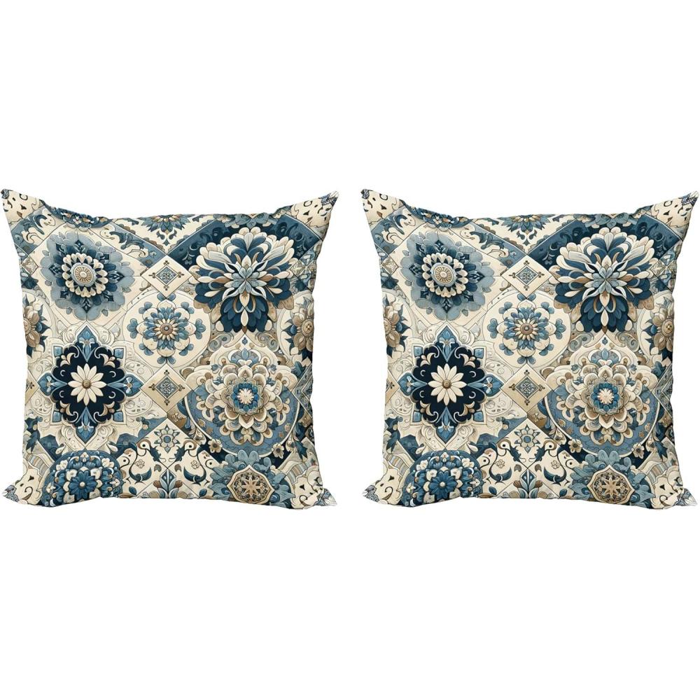 imageAmbesonne Floral Heart Decorative Throw Pillow Case Pack of 2 Tenderness of Romantic Garden Ivy Branches and Roses Valentines Day Couch Bedroom Living Room Cushion Cover 16 Laurel Green and PinkOff White Cadet Blue