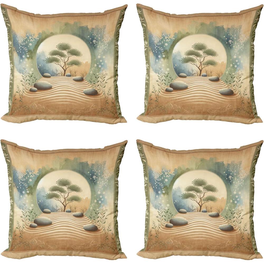 imageAmbesonne Frog Decorative Throw Pillow Case Pack of 4 Valentines Day Croaker Couple Enjoying a Romantic Dinner Art Whimsical Cushion Cover for Couch Living Room Car 20 Fern Green White BrownCamel Reseda Green Blue